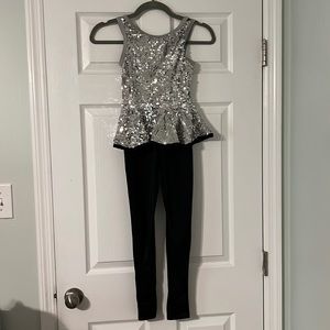 3/$12 Girls Silver Sequin Dance Costume